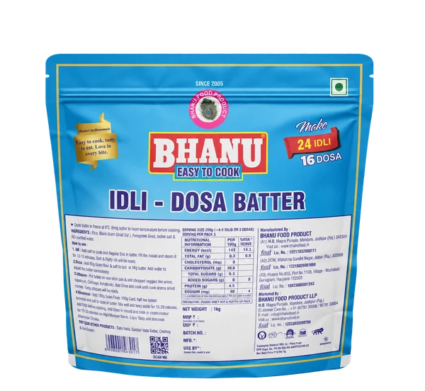 Bhanu 1 kg back label