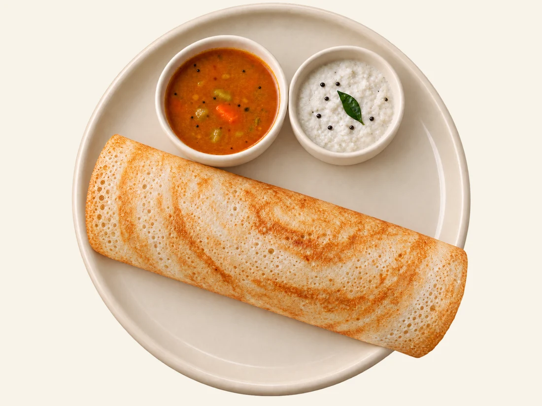 Dosa and chutney served together